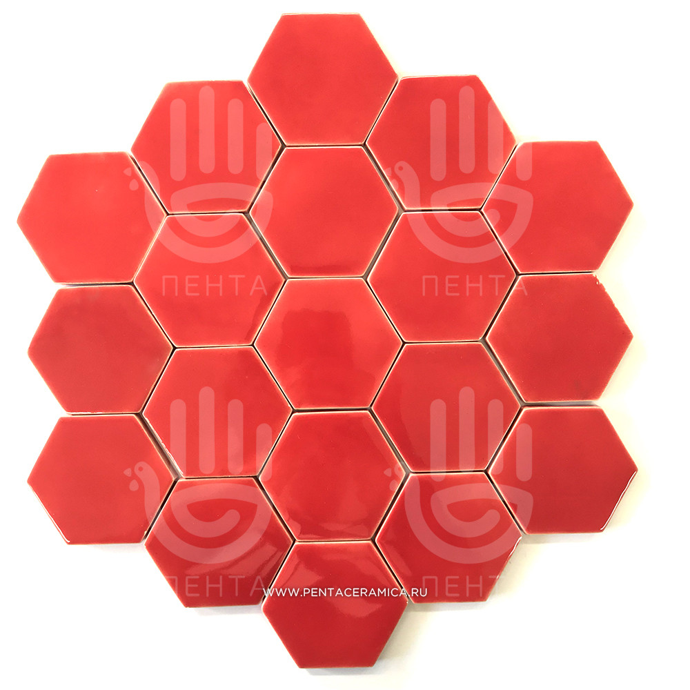 Плитка шестиугольник малый - Красный