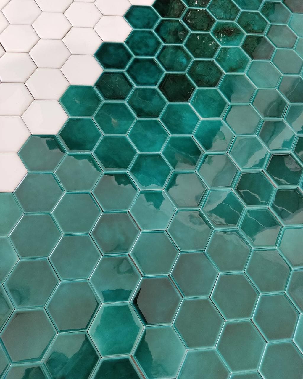 Плитка шестиугольник - Бело-зеленый микс