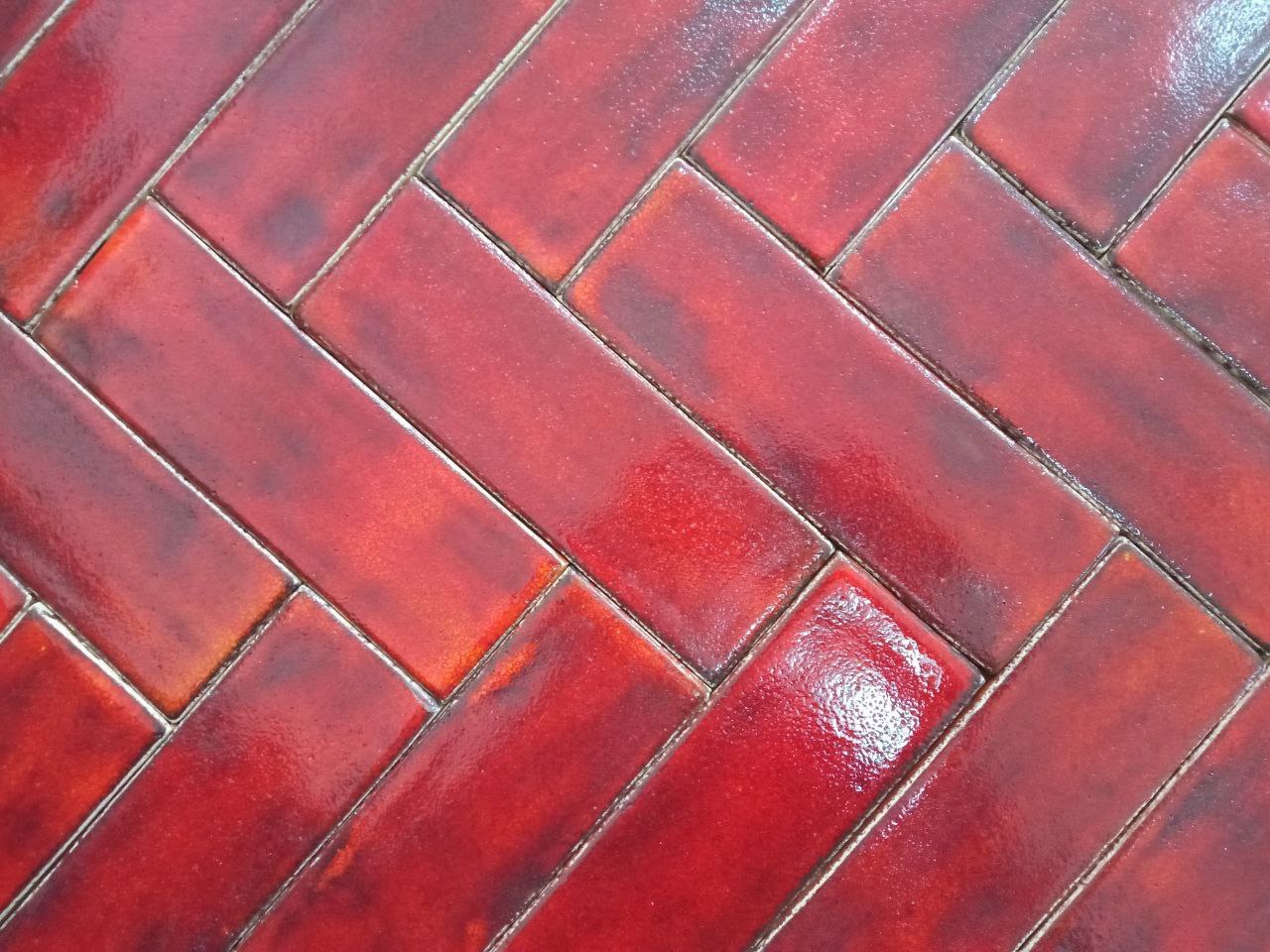 Плитка прямоугольник 5х15 см - Карминово-красный