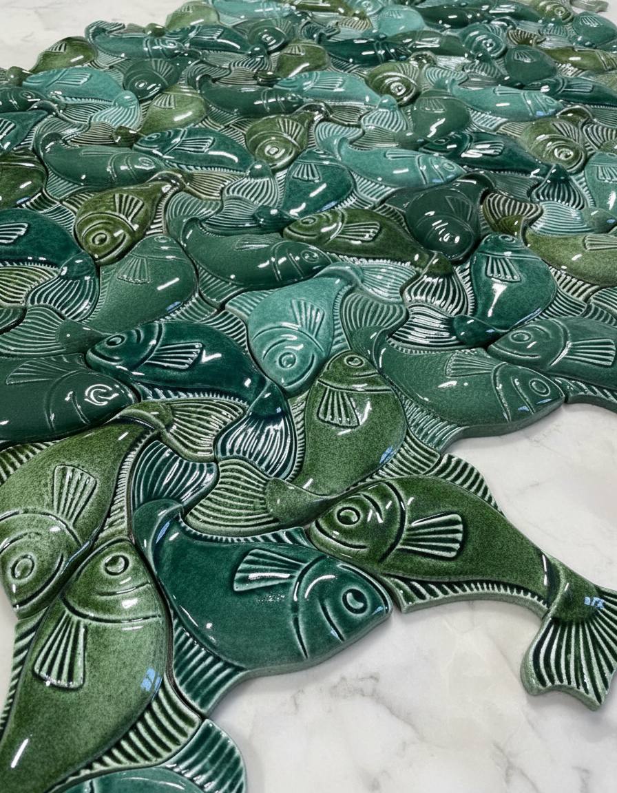 Плитка Рыбка Золотой микс